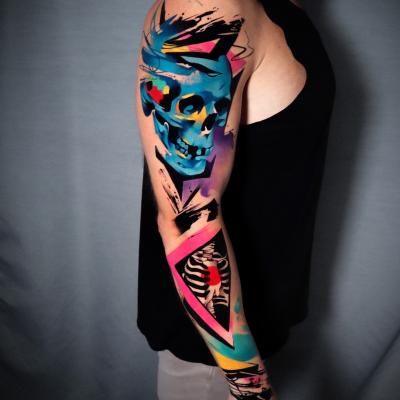 Tatuaggio encre tattoo Napoli Italia skulltattoo teschio surrealismo