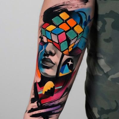 Rubik cube tattoo